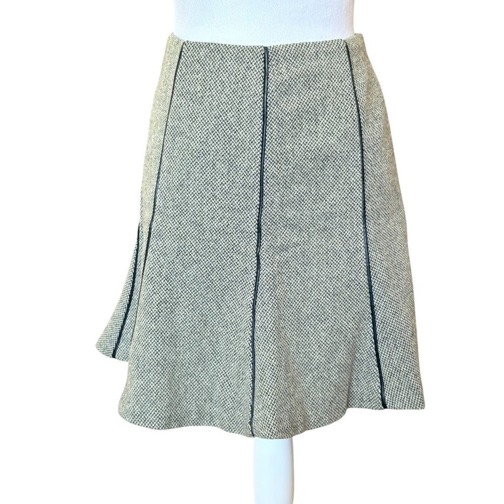 Lauren Ralph Lauren Skirt Wool Black Cream Side Zip Trumpet Womens 4P Petite